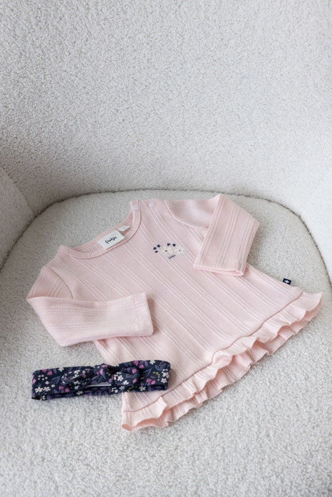 Longsleeve ajour rib l.Roze - Midnight Flowers