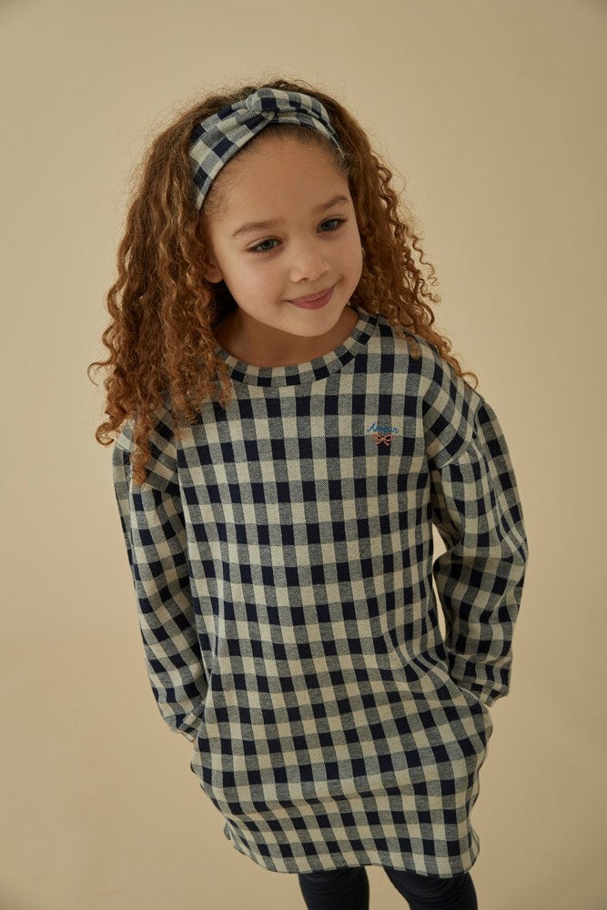 Geruite haarband Marine - Amour Toujours