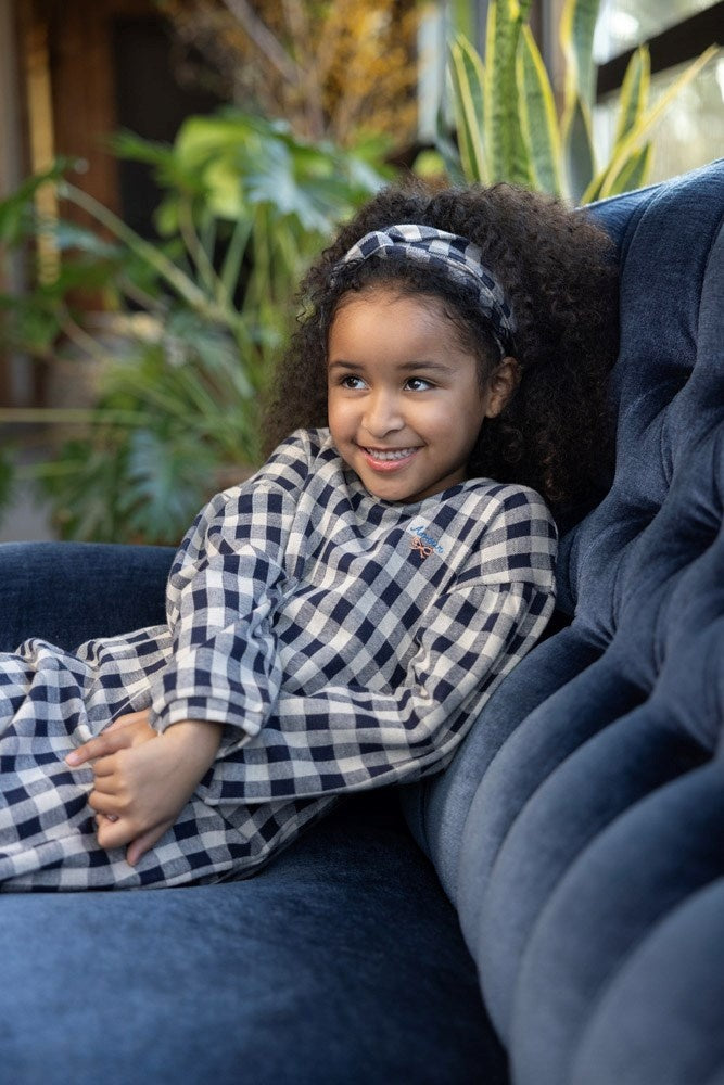 Geruite haarband Marine - Amour Toujours