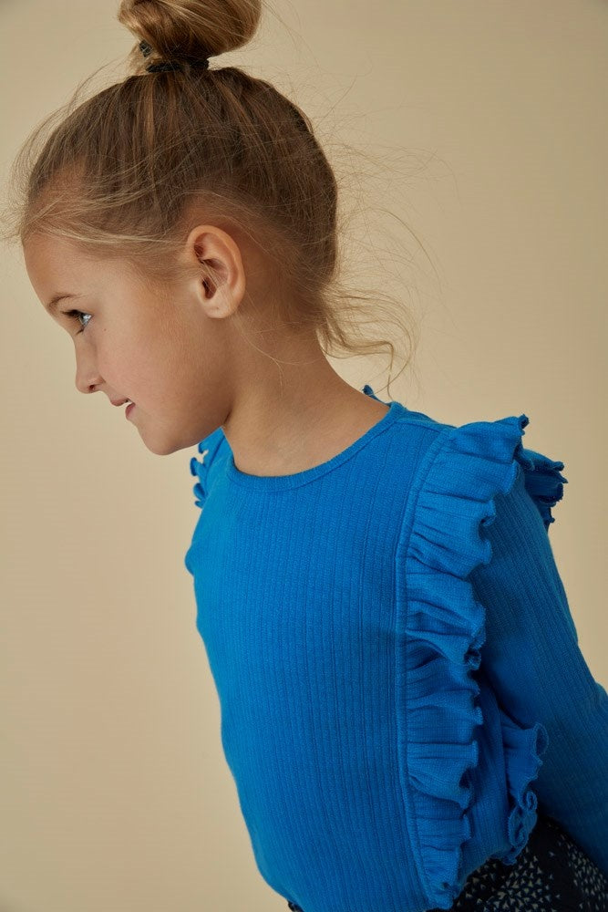 Longsleeve ajour rib Blauw - Amour Toujours