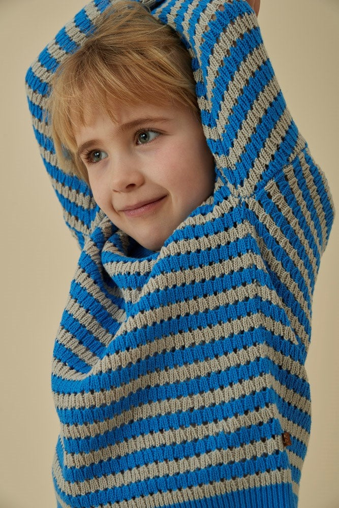 Gebreide sweater streep Blauw - Amour Toujours