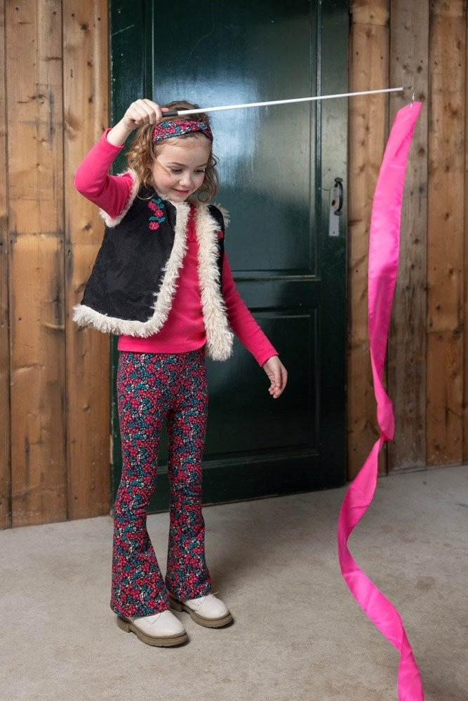 Omkeerbaar gilet sude look teddy Antraciet - Girls Club