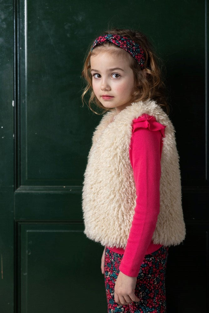 Omkeerbaar gilet sude look teddy Antraciet - Girls Club