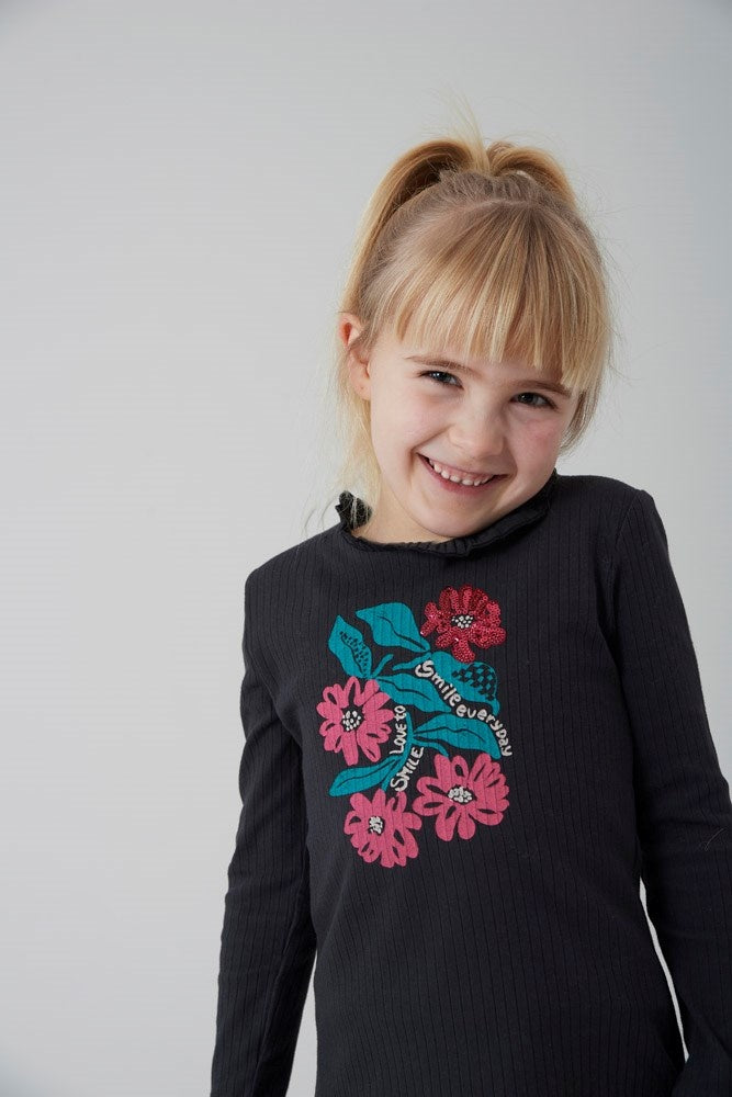 Langarmshirt Anthrazit - Mädchen Club