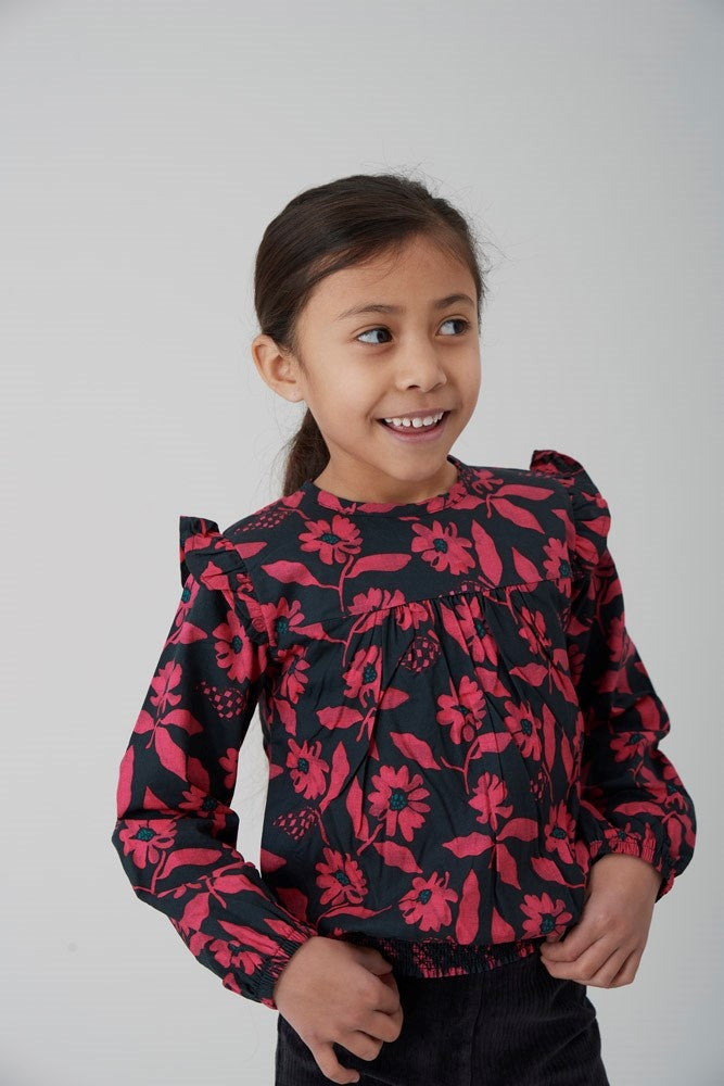 Blouse ruches Antraciet - Girls Club