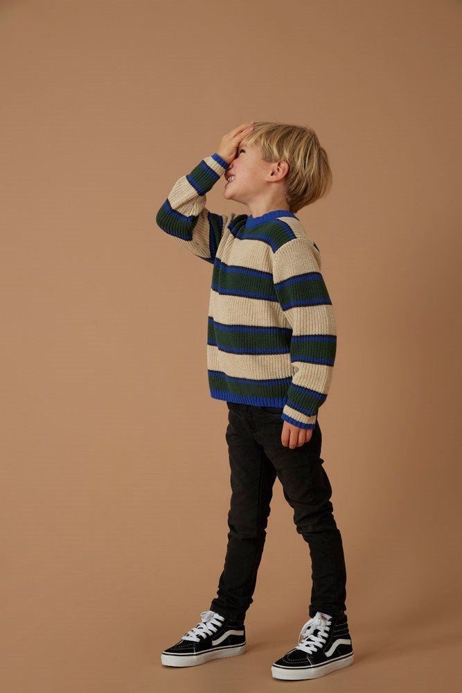 Sweater gebreid Zand melange - Fun Days