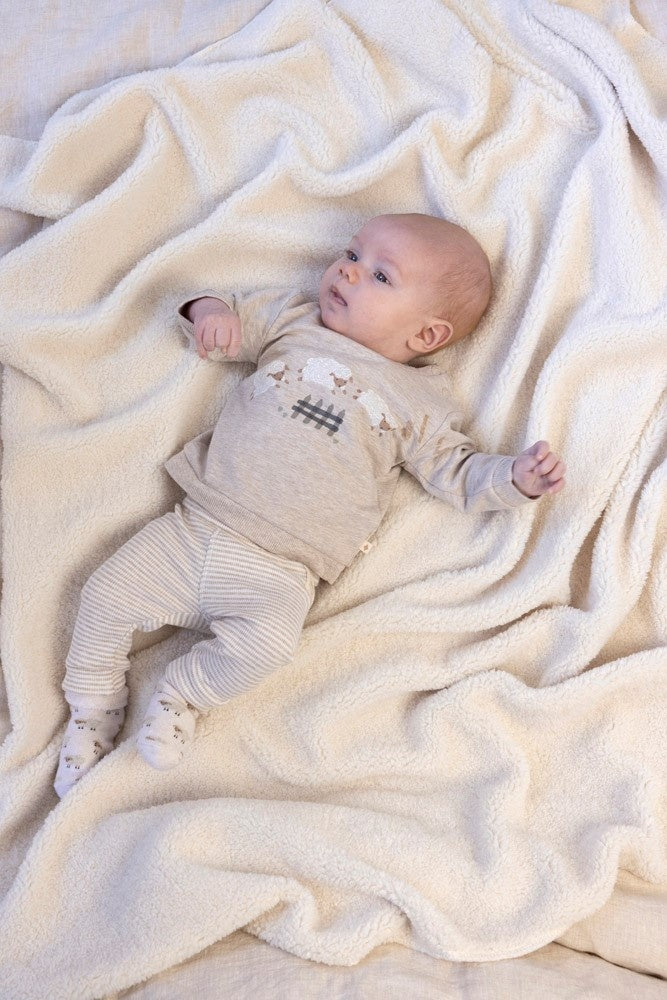 Broek rib met streep Taupe melange - Sleepy Sheepy