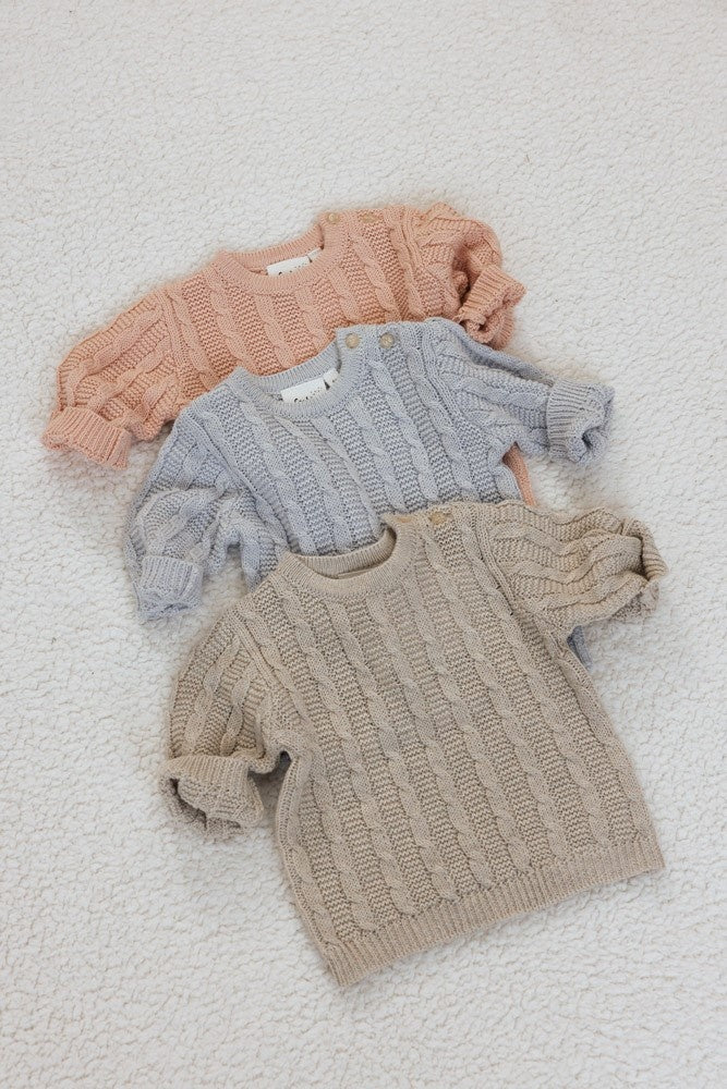 Pullover gestrickt Taupe melange - The Knits