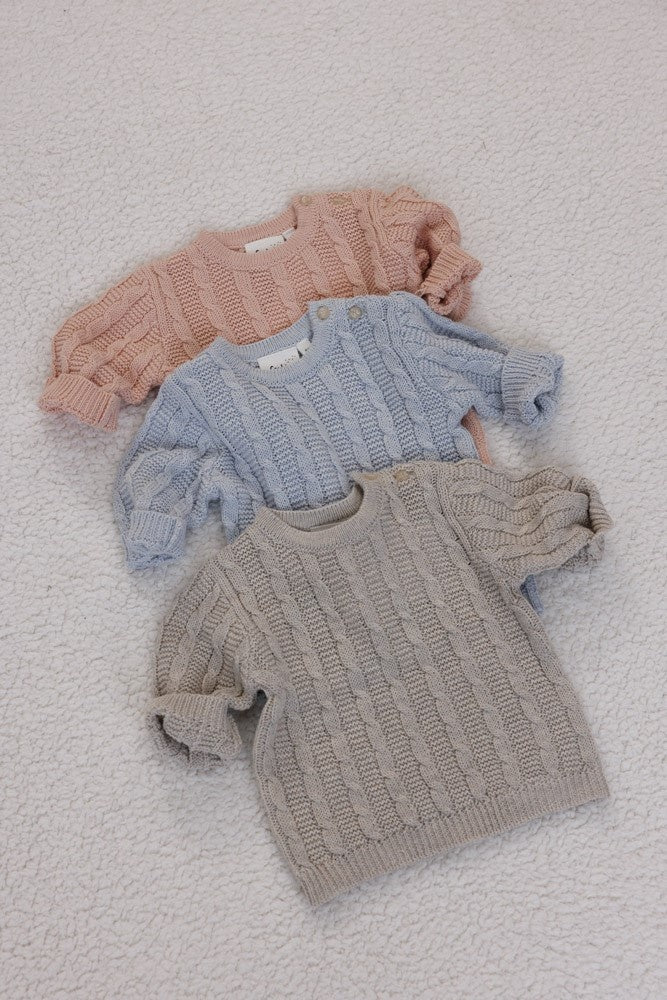 Pullover gestrickt Taupe melange - The Knits