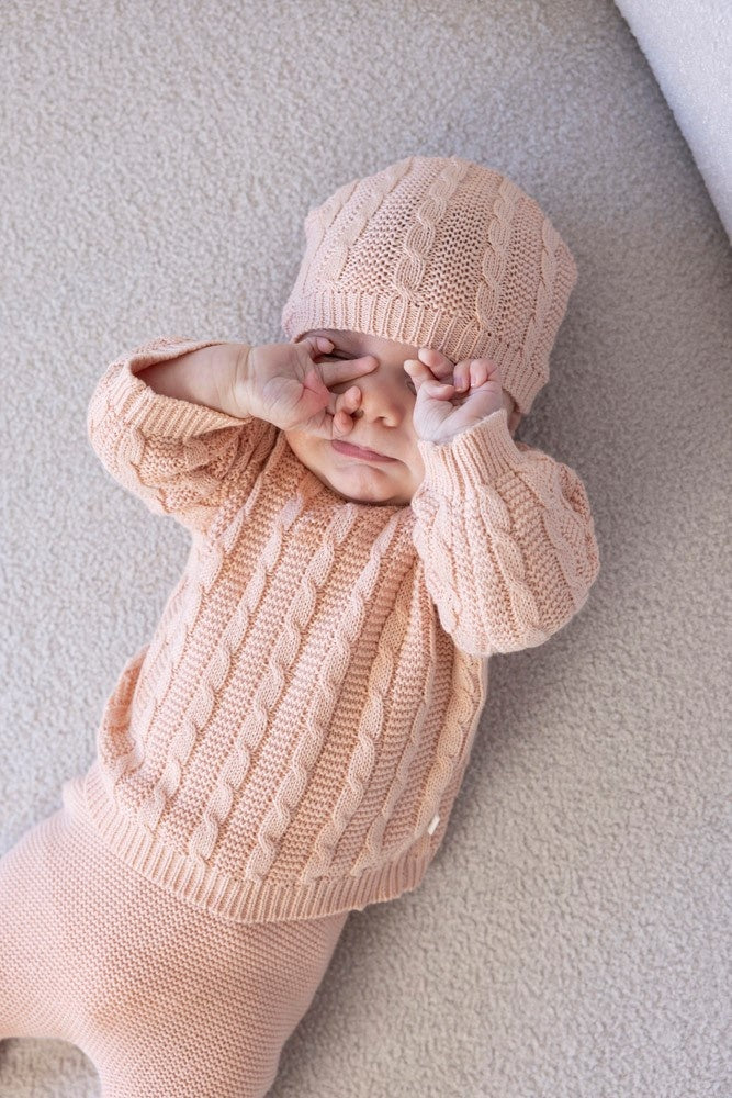 Mutsje gebreid Roze - The Knits