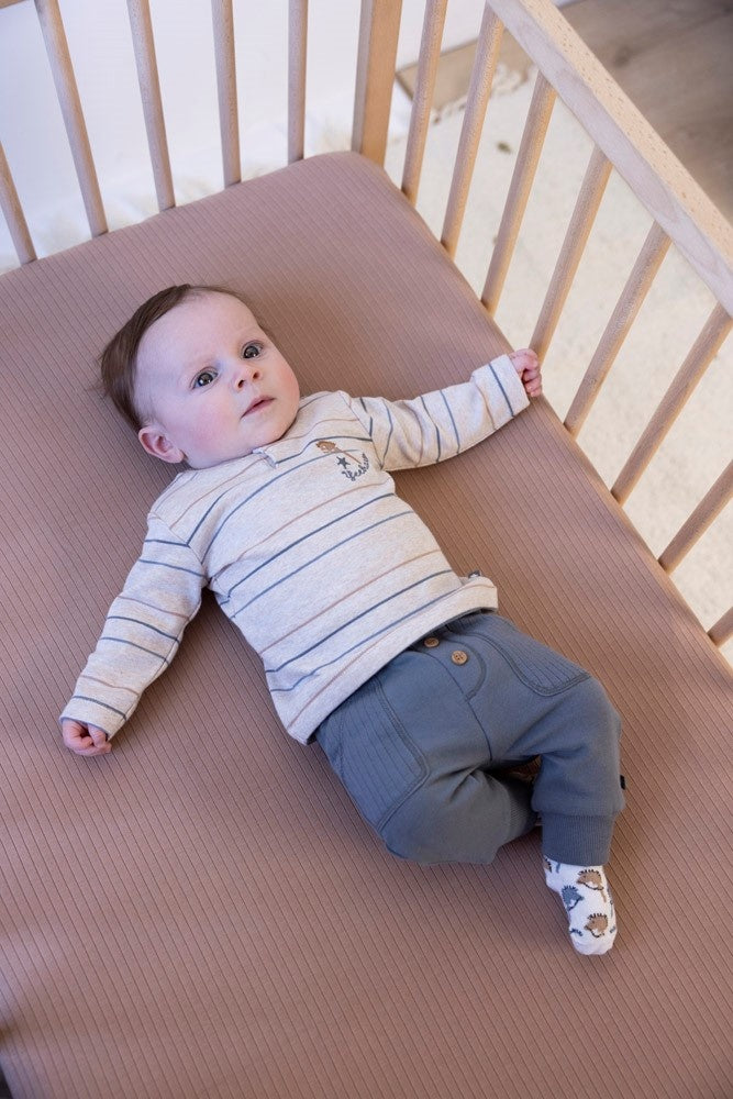 Longsleeve streep Taupe melange - Howdy