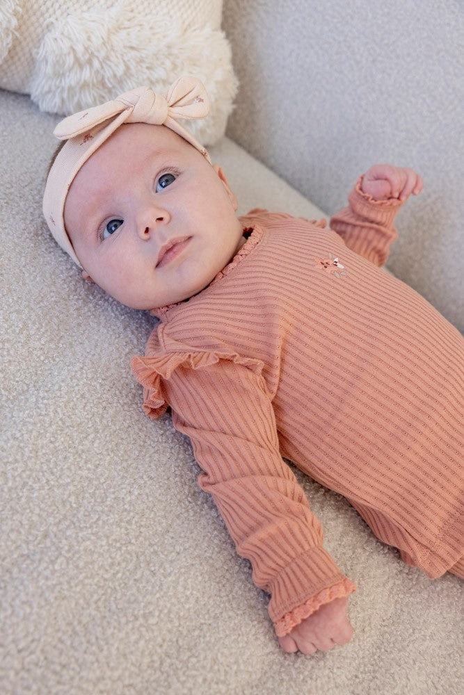 Longsleeve ajour rib Roze - Morning Sun