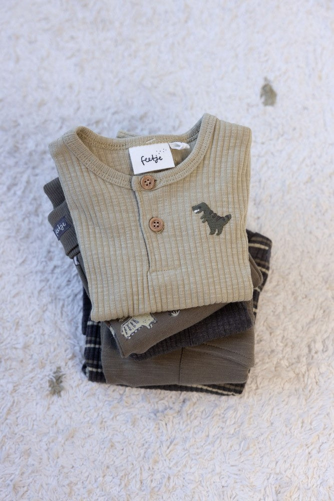 Langarmshirt Ripp Grün - Rawrsome