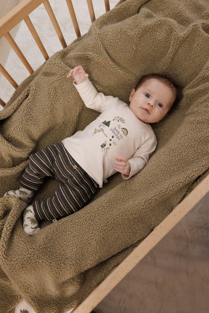 Broek rib met streep Antraciet melange - Rawrsome