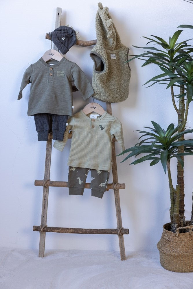 Langarmshirt Ripp Grün - Rawrsome