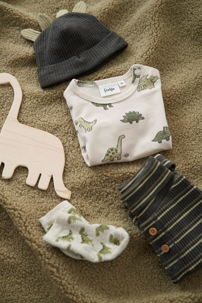 Broek rib met streep Antraciet melange - Rawrsome