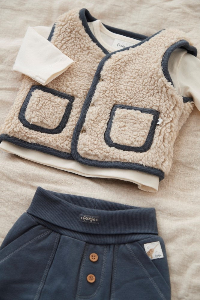 Omkeerbaar teddy gilet Blauwgrijs - Narwal