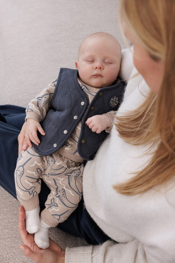 Omkeerbaar teddy gilet Blauwgrijs - Narwal