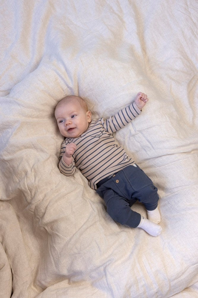 Longsleeve rib met streep Taupe - Narwal