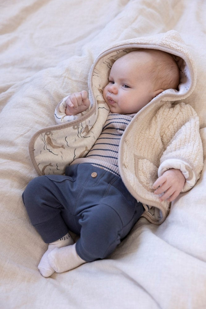 Longsleeve rib met streep Taupe - Narwal