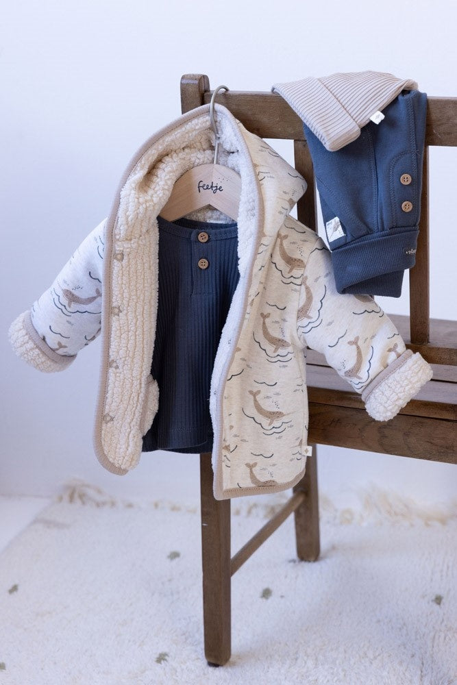 Bouclé omkeerbaar jasje met capuchon Offwhite - Narwal