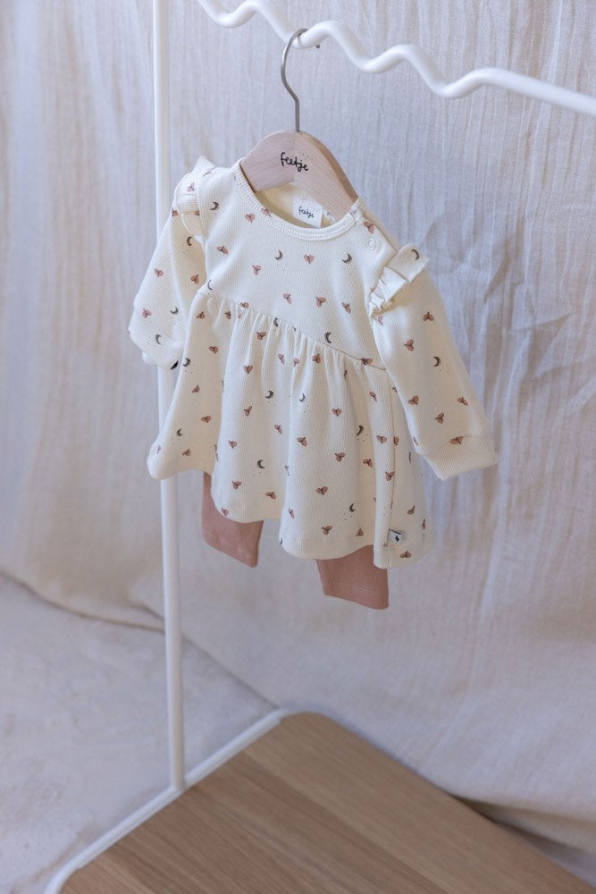 Jurk ruches rib Offwhite - Dancing In The Moonlight