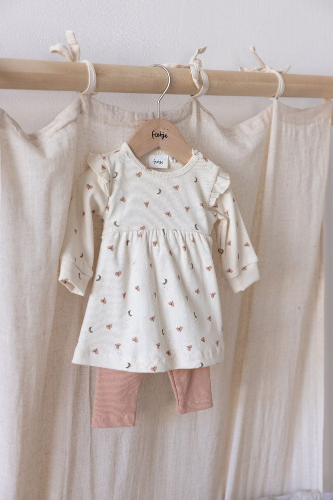 Jurk ruches rib Offwhite - Dancing In The Moonlight