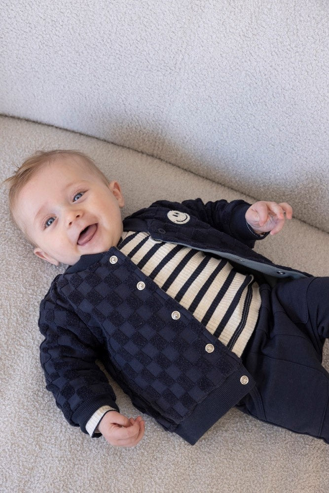 Longsleeve rib met streep Marine - Let's Go!