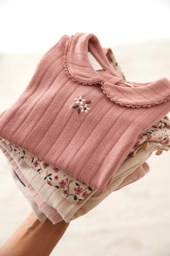 Longsleeve pointelle rib Offwhite - Woodland Bloom