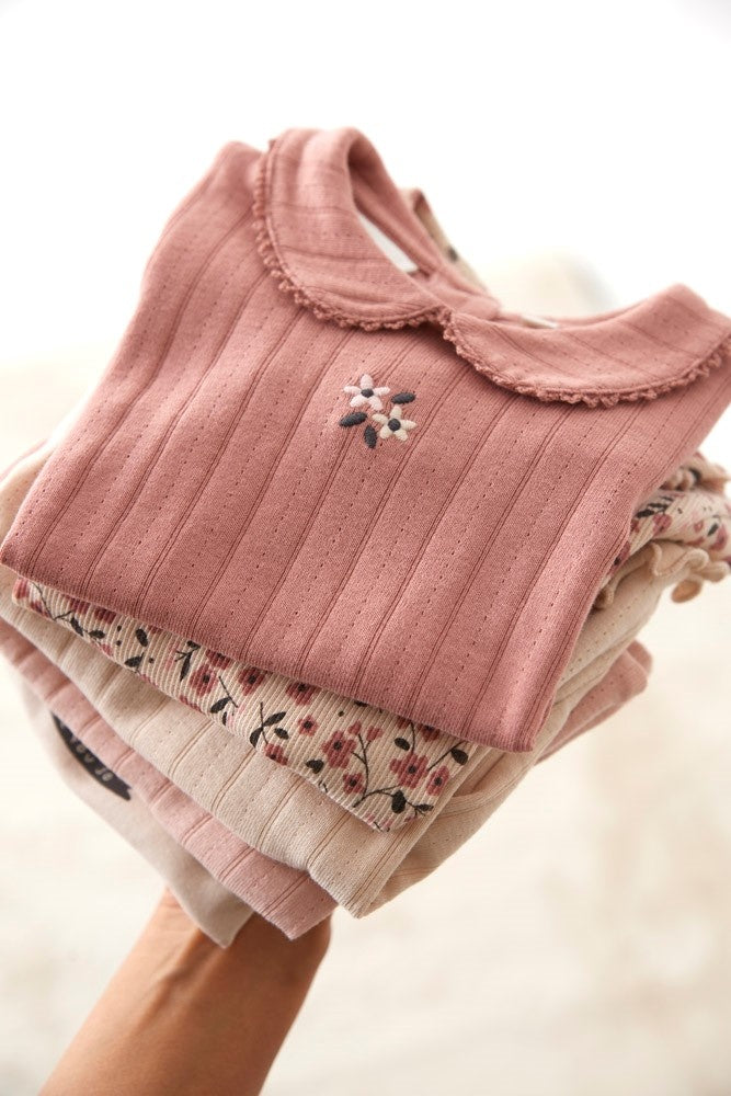 Longsleeve pointelle rib Offwhite - Woodland Bloom