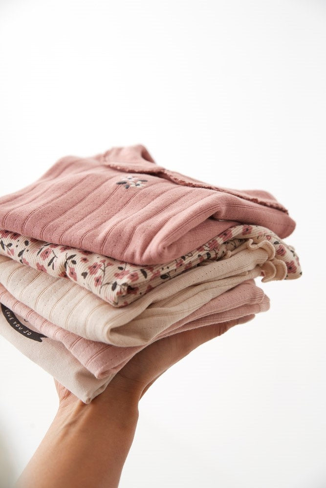 Longsleeve pointelle rib Offwhite - Woodland Bloom