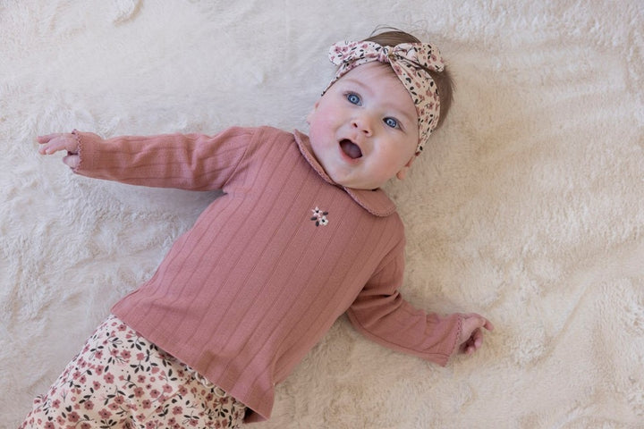 Longsleeve pointelle rib Mauve - Woodland Bloom