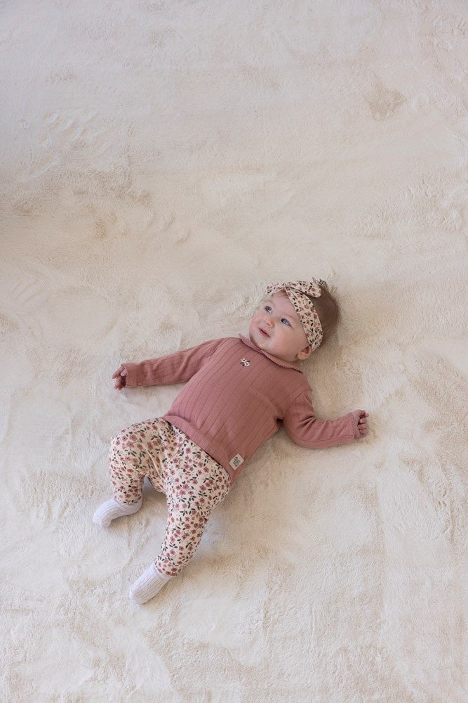 Legging rib Offwhite - Woodland Bloom