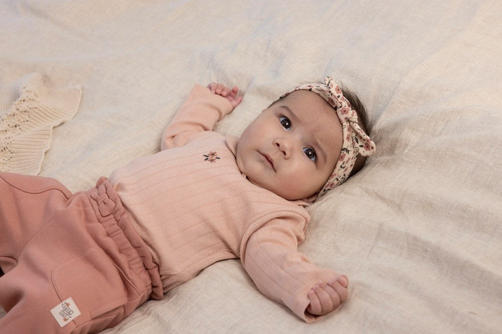 Longsleeve pointelle rib Roze - Woodland Bloom