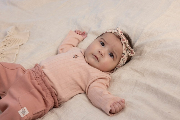 Longsleeve pointelle rib Roze - Woodland Bloom