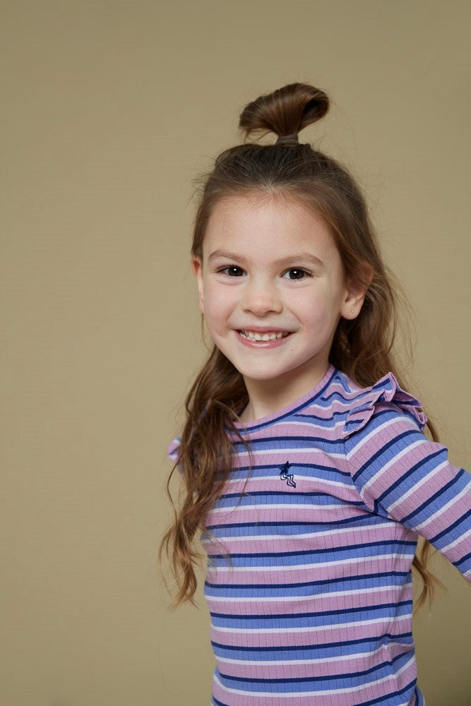 Longsleeve rib met streep Violet - Wild Soul