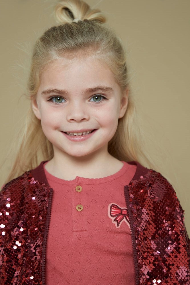 Longsleeve ajour rib Roze - Queen Of Hearts