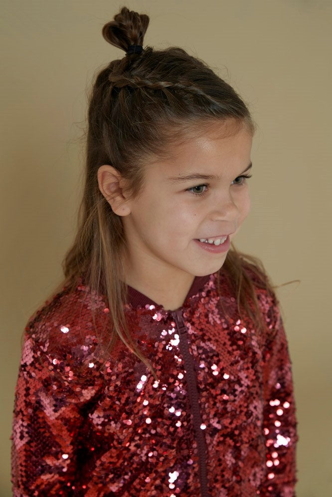 Pailetten bomberjack Bordeaux - Queen Of Hearts