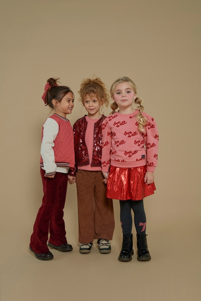 Flared broek velours rib Bordeaux - Queen Of Hearts