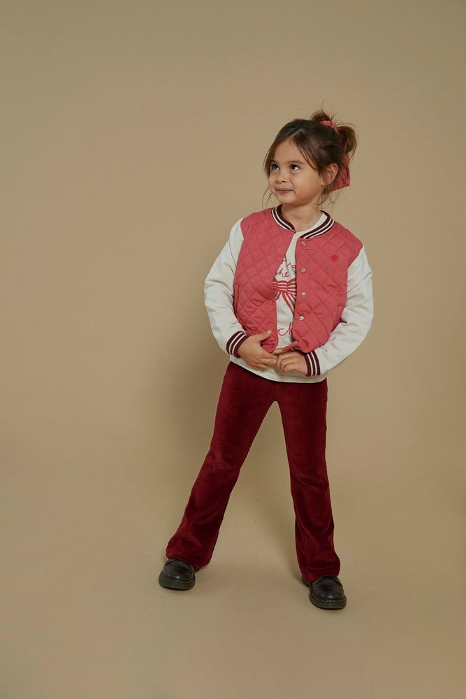 Flared broek velours rib Bordeaux - Queen Of Hearts