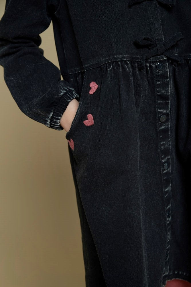 Jurk denim look Black Denim - Queen Of Hearts