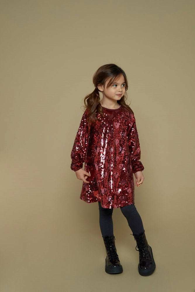 Pailetten jurk Bordeaux - Queen Of Hearts