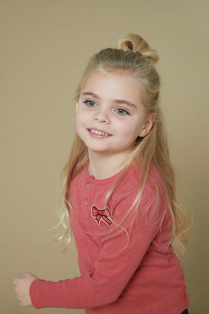 Longsleeve ajour rib Roze - Queen Of Hearts