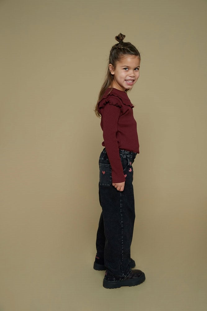 Longsleeve rib Bordeaux - Queen Of Hearts