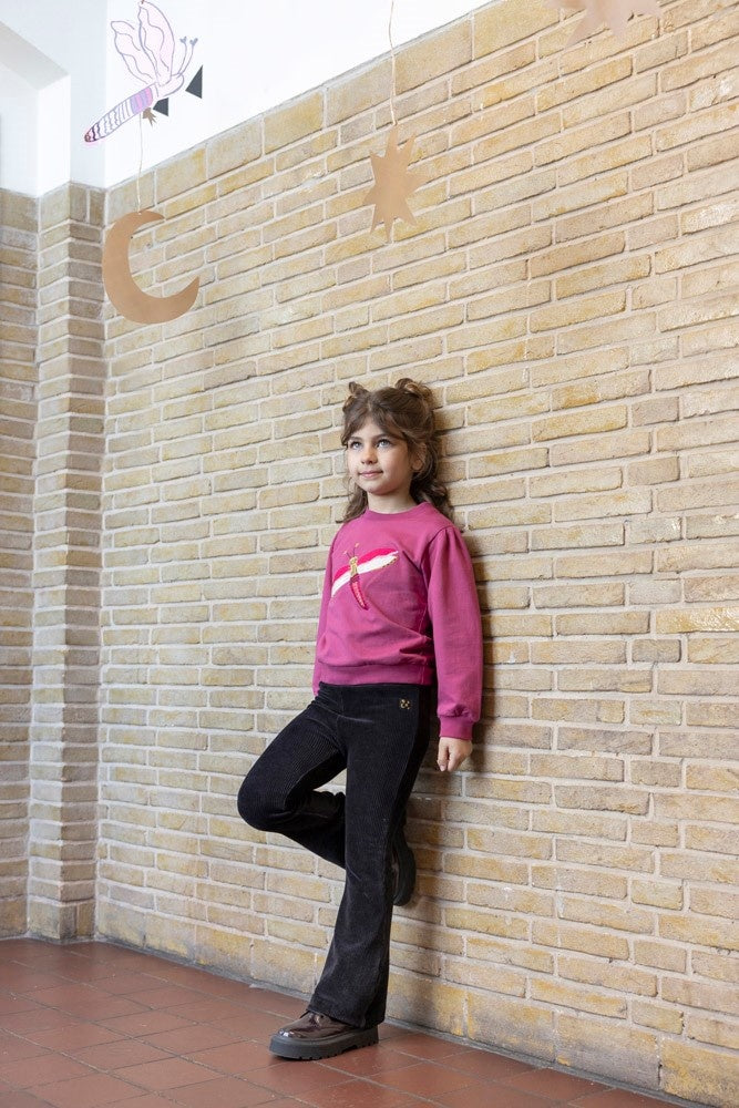 Flared Hose Velours Ripp Anthrazit - Shine Bright