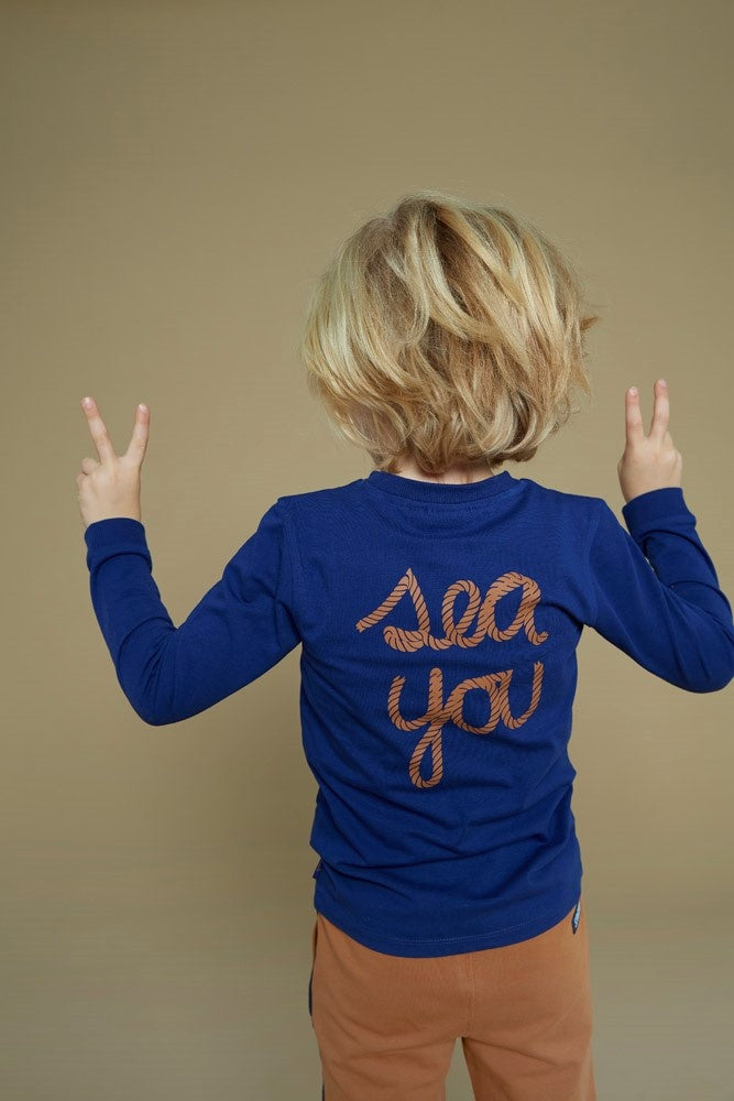 Longsleeve Kobalt - Waves and Whales