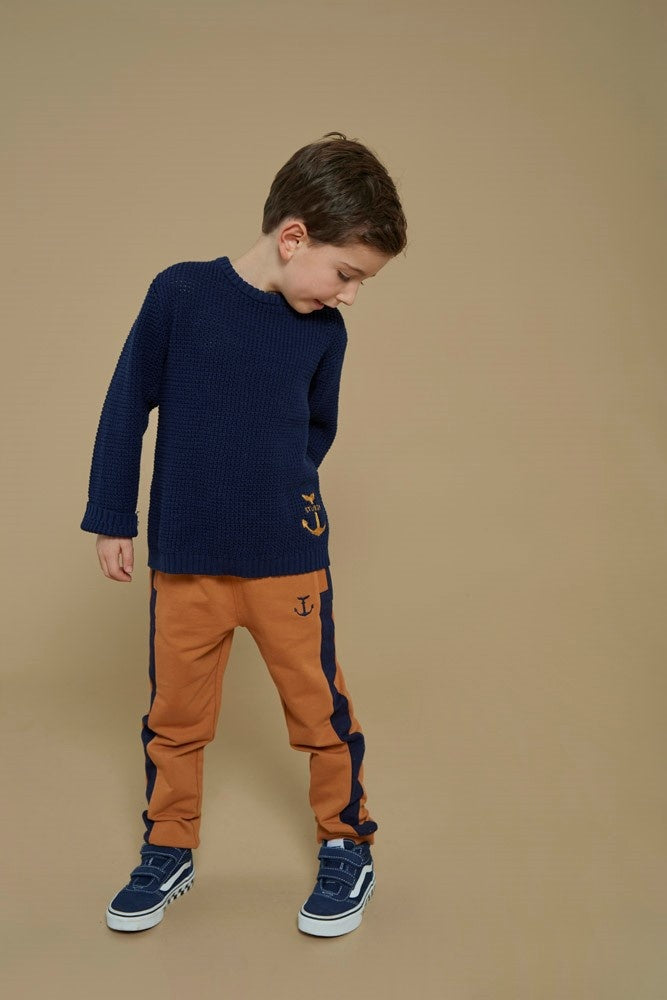 Sweater gebreid Marine - Waves and Whales