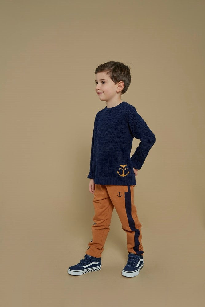 Sweater gebreid Marine - Waves and Whales