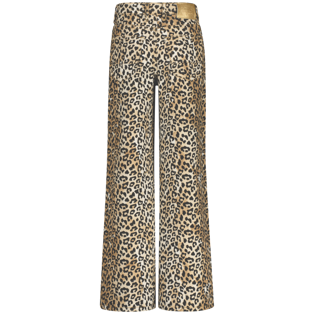 Spijkerbroek Cassie leopard Sand Animal Extra wide leg