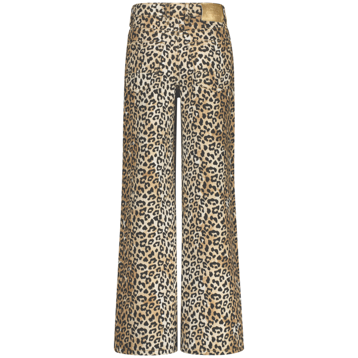 Spijkerbroek Cassie leopard Sand Animal Extra wide leg